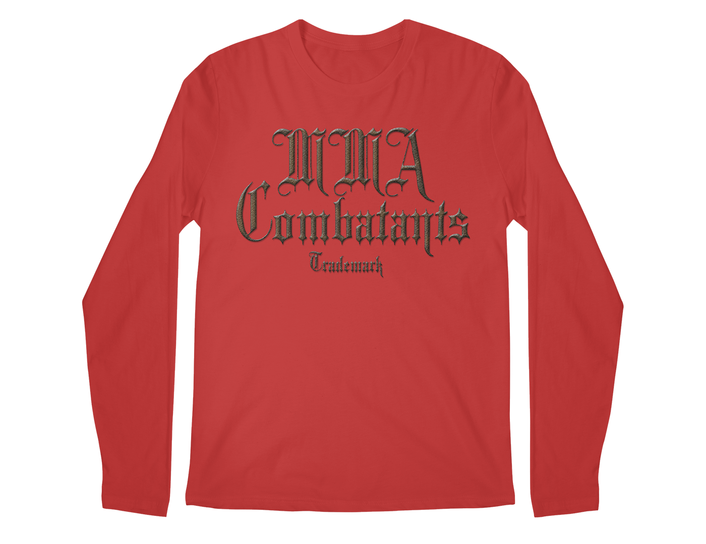 MMA Combatants - Trademark Logo on a red Men's Longsleeve Tee with our Plain MMA Combatants Logo